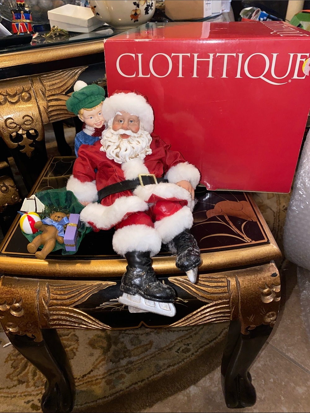 Clothtique Possible Dreams Red Santa Figure with White Trim - Holiday Home Decor